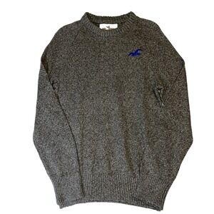 Hollister Heather Gray Sweater Large Mens Logo Y2K Preppy Casual Crewneck